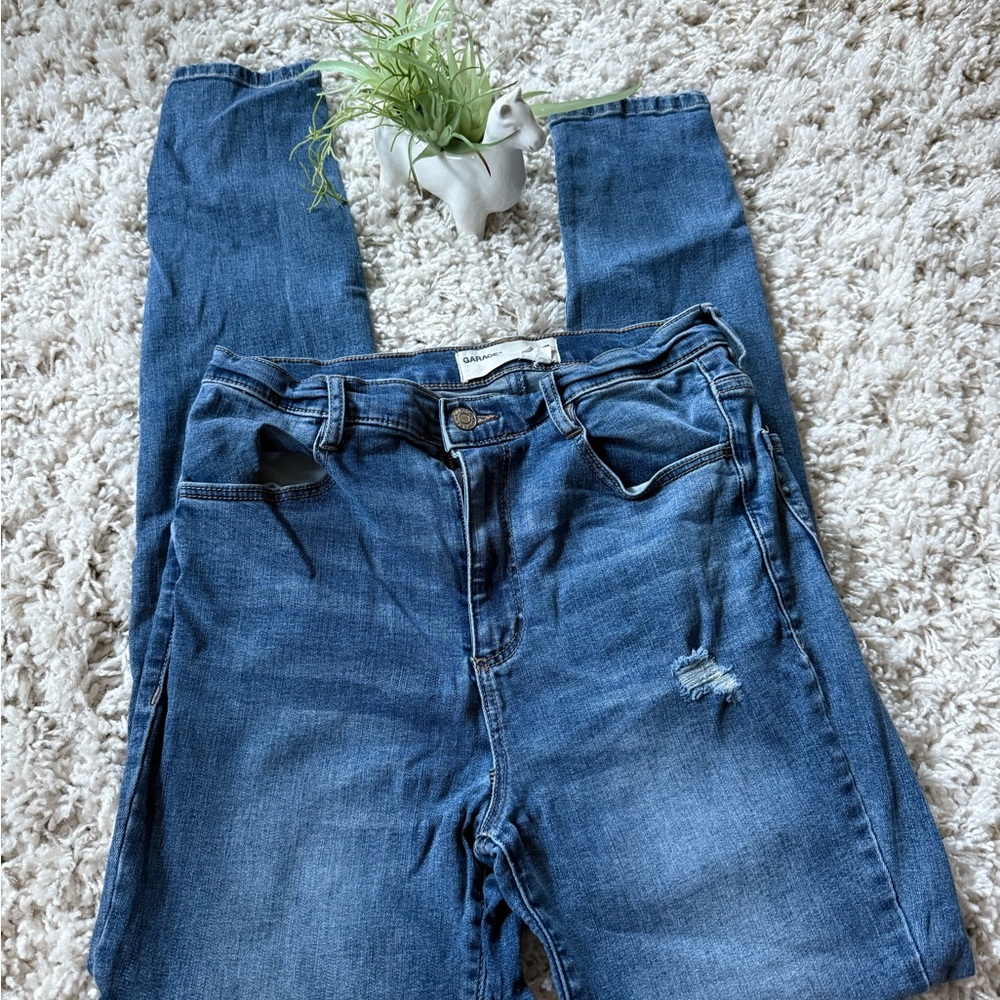 Garage blue distressed denim jeans streetwear casual
